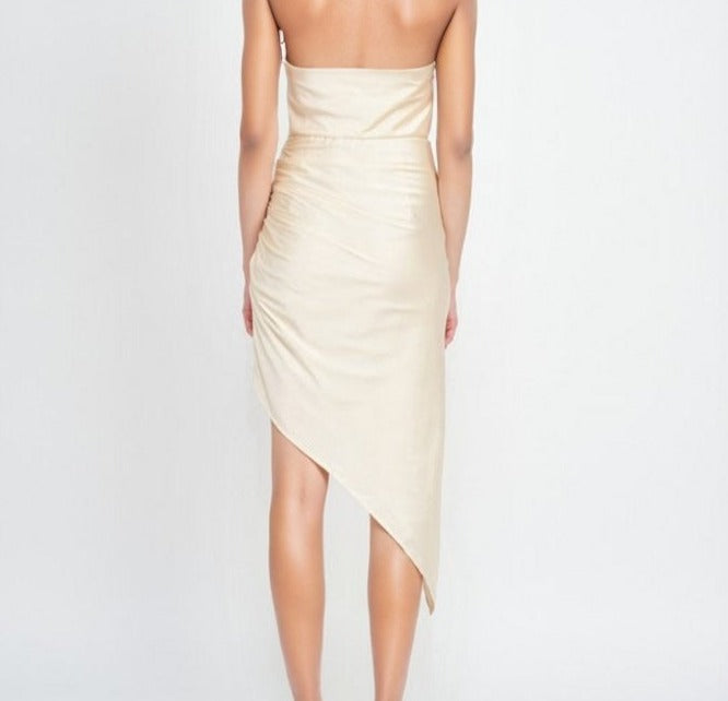 Asymmetric Satin Halter Dress