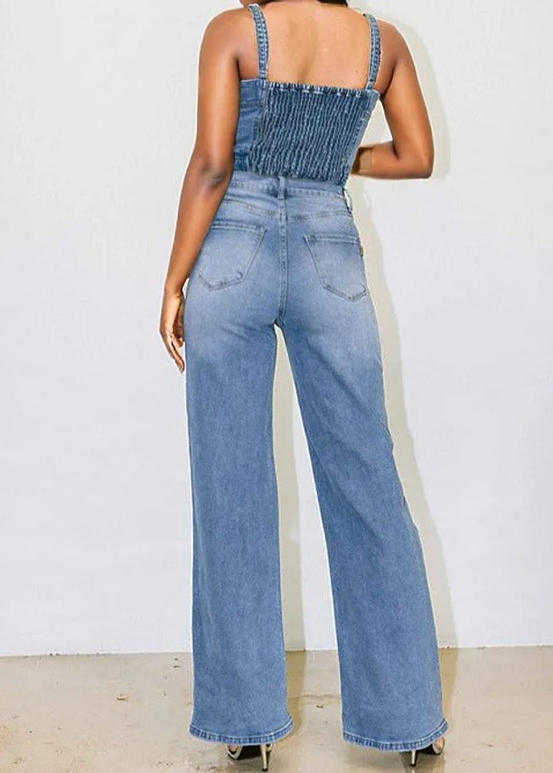 high waist distressed fit jeans