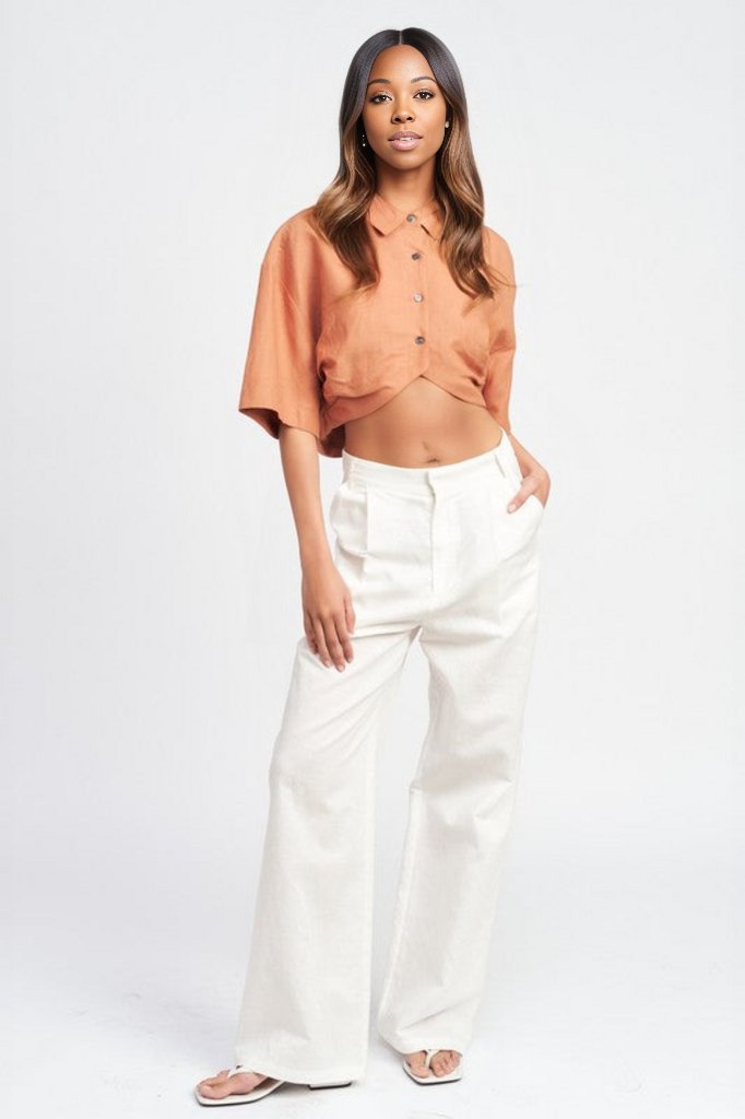 Button Down Cropped Top