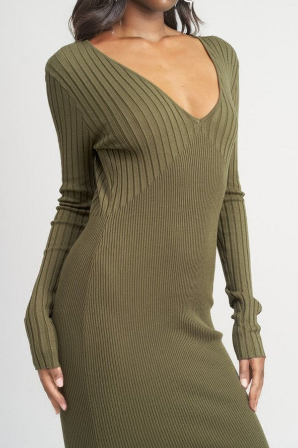 Midi Ribbed Sweater Dress