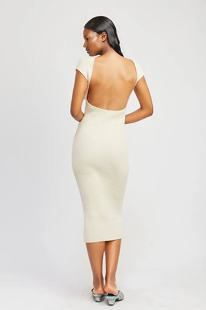 Sweater Dress with Open Back
