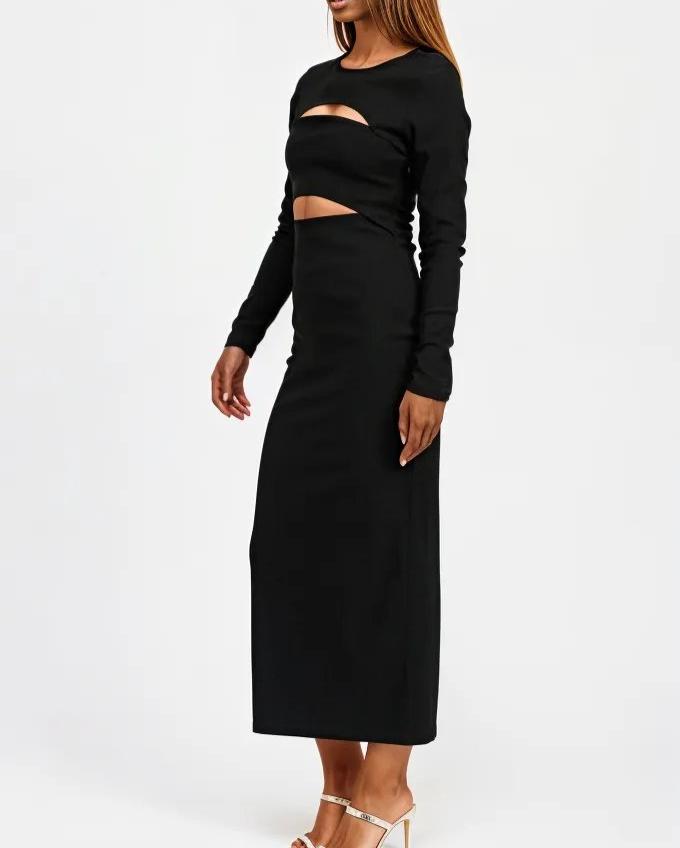 midi dress with long sleeves