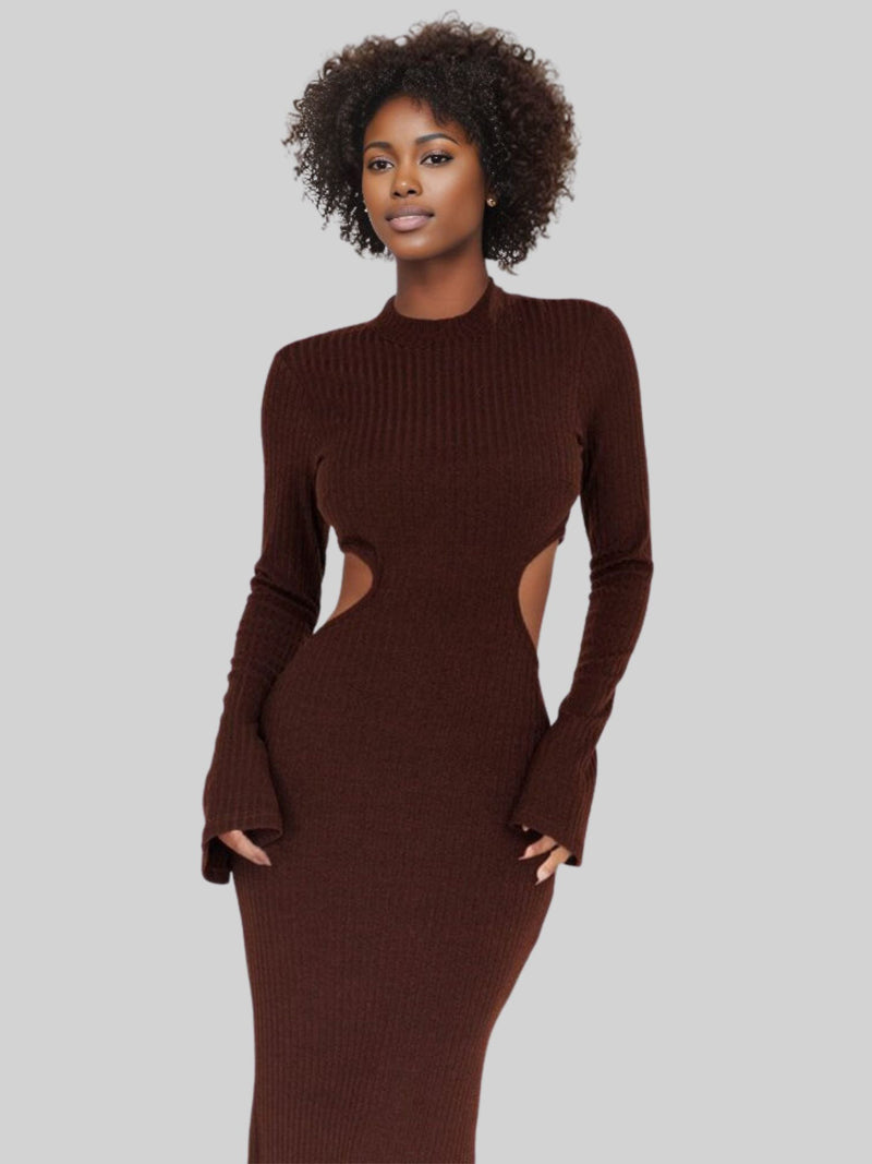 Flared Cuffs Knit Maxi Dress
