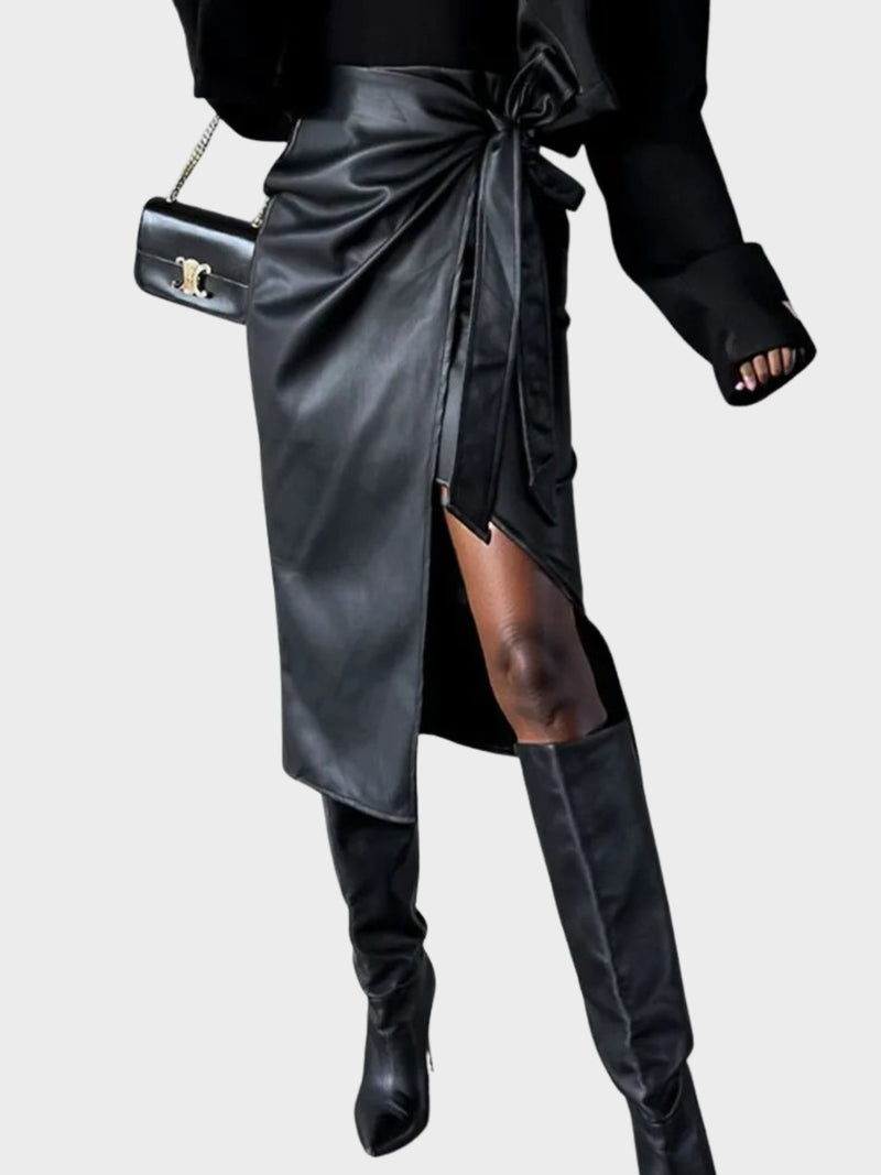 high waist leather skirt