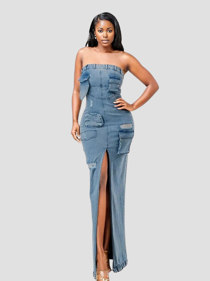 maxi denim dress