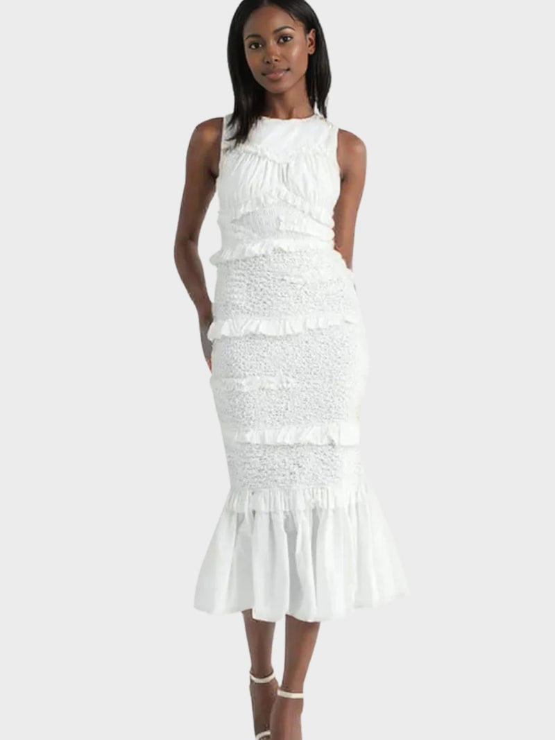 ruffled midi dress