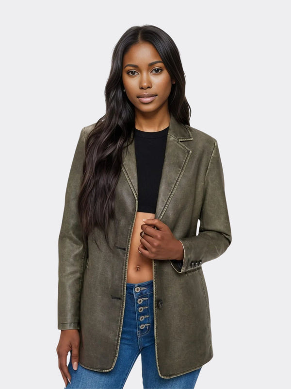 vegan leather blazer