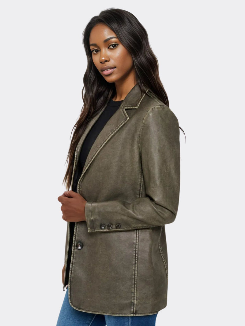 vegan leather blazer