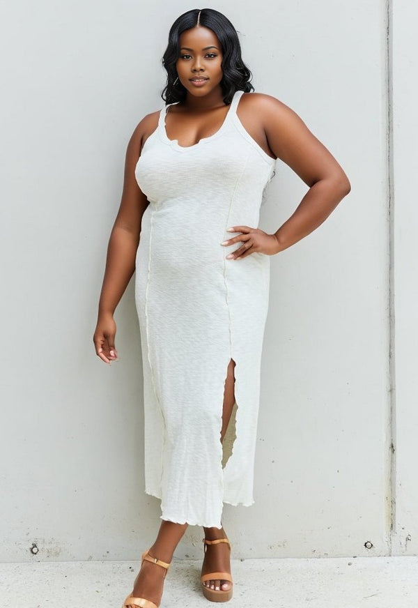 Notch Neck Dress in Ivory