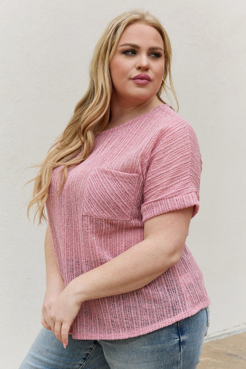 Knit Short Sleeve Top in Mauve