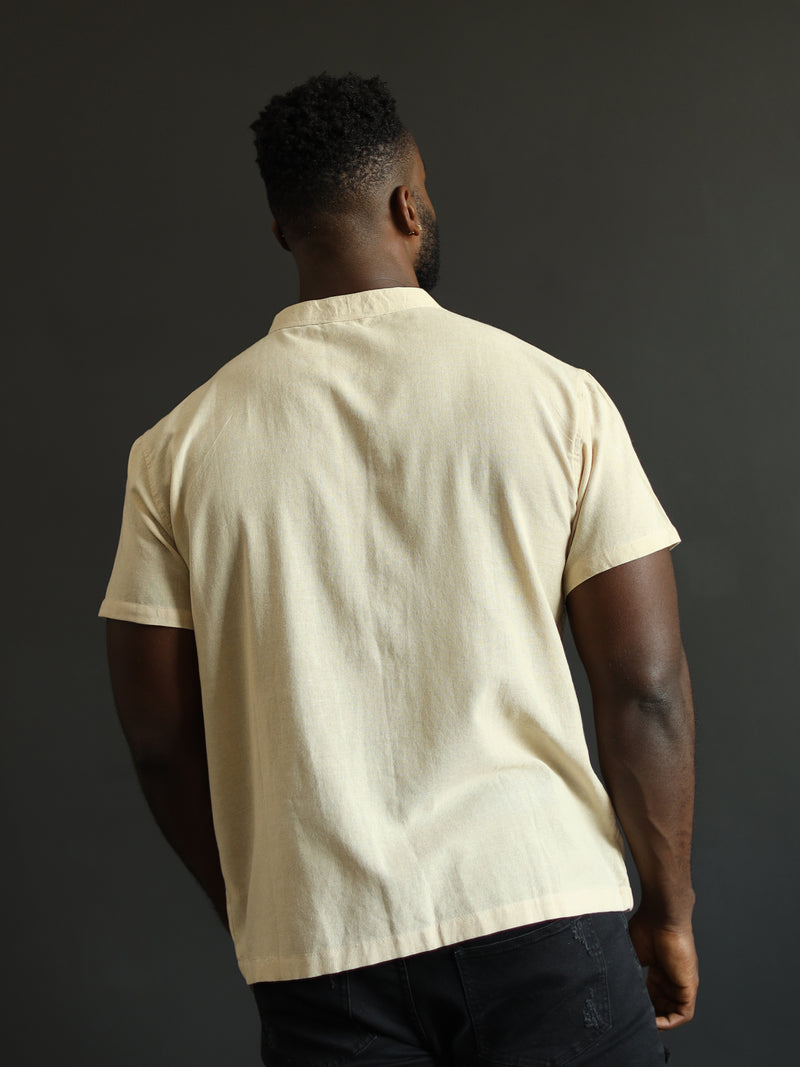 Banded Collar Shirt - Sand