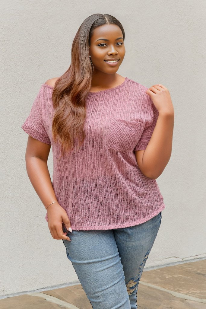 Knit Short Sleeve Top in Mauve